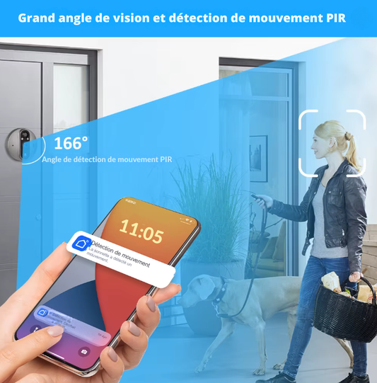 Judas Connecté Wi-Fi avec Caméra HD et Écran 4.3" - Détection de Mouvement et Vision Nocturne