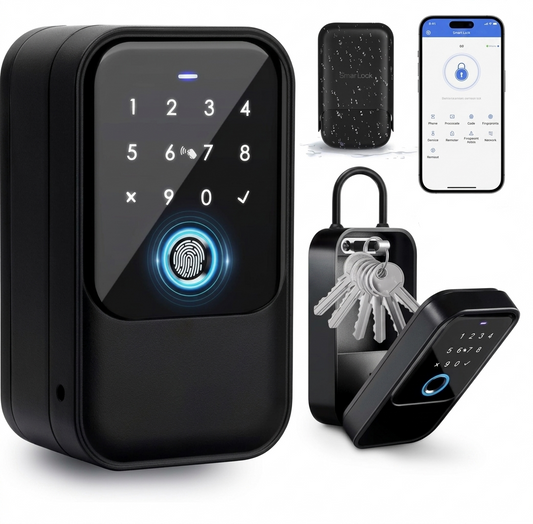 Boîte à Clés Connectée Intelligente - Empreinte Digitale, Code & App Mobile - Idéal Airbnb