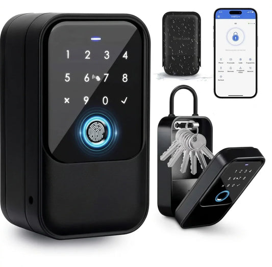 Boîte à Clés Connectée Intelligente - Empreinte Digitale, Code & App Mobile - Idéal Airbnb