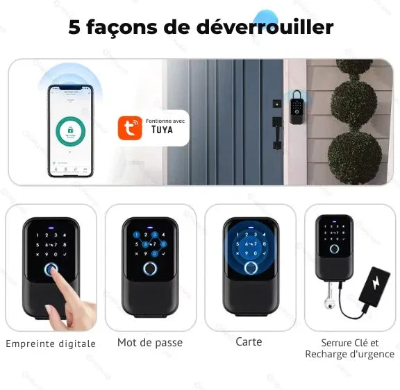 Boîte à Clés Connectée Intelligente - Empreinte Digitale, Code & App Mobile - Idéal Airbnb