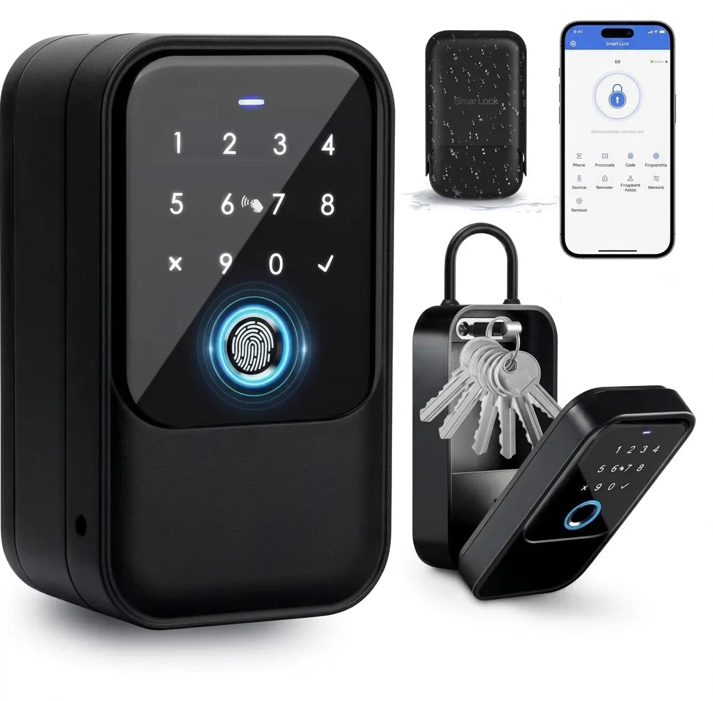 Boîte à Clés Connectée Intelligente - Empreinte Digitale, Code & App Mobile - Idéal Airbnb