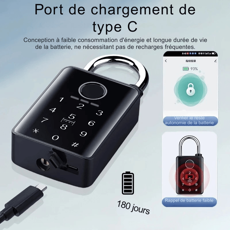 Cadenas Connecté Keynoxy™ Lock : Empreinte & Bluetooth