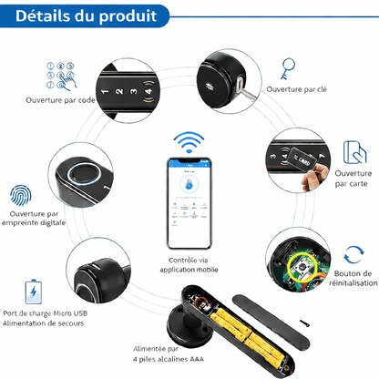 Poignée de Porte Connectée Keynoxy™ : Empreinte, Code & App
